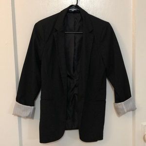 Minimalist long black blazer